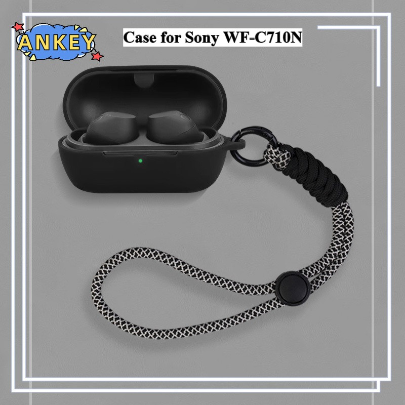 for Sony WF-C710N Case Soft Protective Silicone Cases WFC710N C710N Cover with Lanyard Keychain