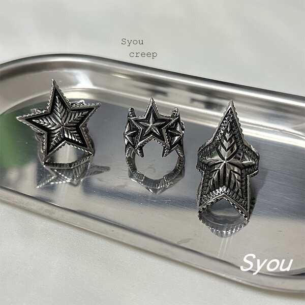 sf cinema ตั๋วหนัง sf Syou Retro Star Cody แหวนขนาดกลางขนาดใหญ่แหวนไททาเนียมพังก์ซอกร็อคแบบเดียวกับ 