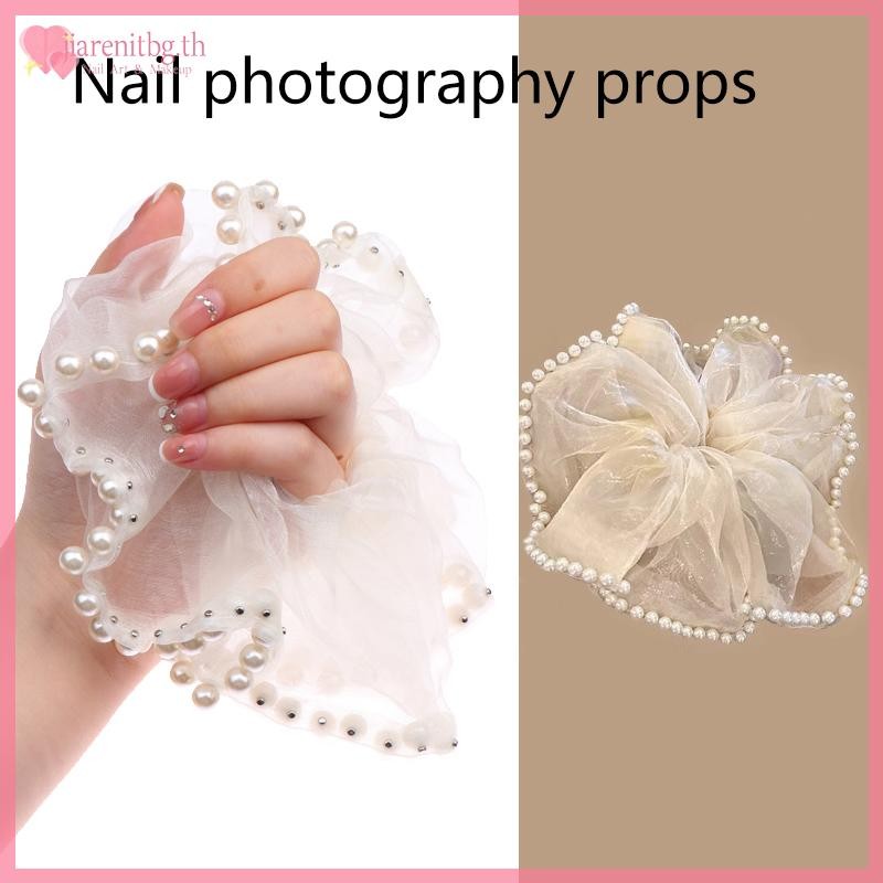 RENBG Pearl เคล็ดลับแสดง Props ยาทาเล็บตกแต่งมือถือเล็บ Enhancement การถ่ายภาพพื้นหลังผ้าเล็บ Accessorie เครื่องมือ TH