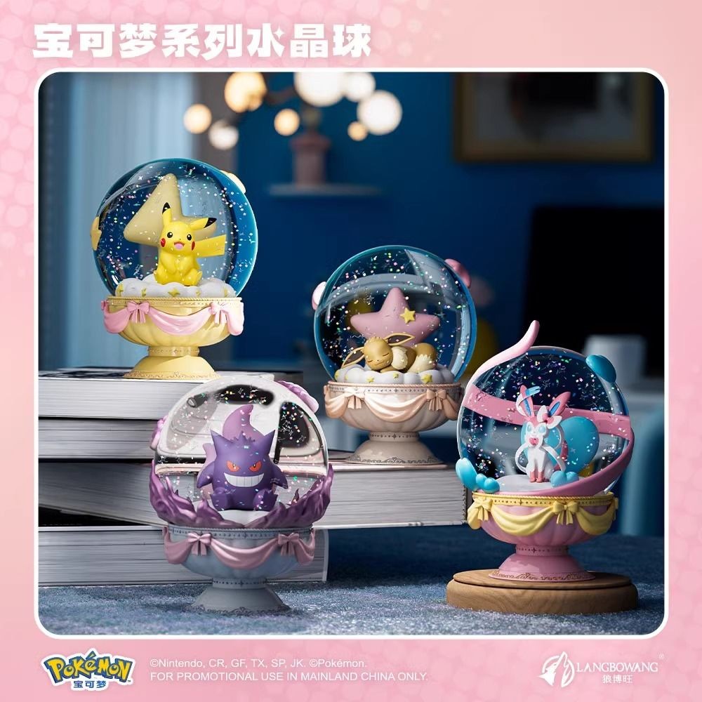Pokémon Pokémon รูปตุ๊กตา Pokémon Crystal Ball Night Light Pikachu ของขวัญวันเกิดเครื่องประดับรูป Mystery กล่อง Gengar ตุ๊กตา Fairy Ibrahimovic