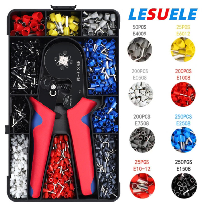 1250pcs Crimping คีมคู่มือ Multi-Function ประเภทหลอด Cold Crimping Terminal Crimping คีมชุด
