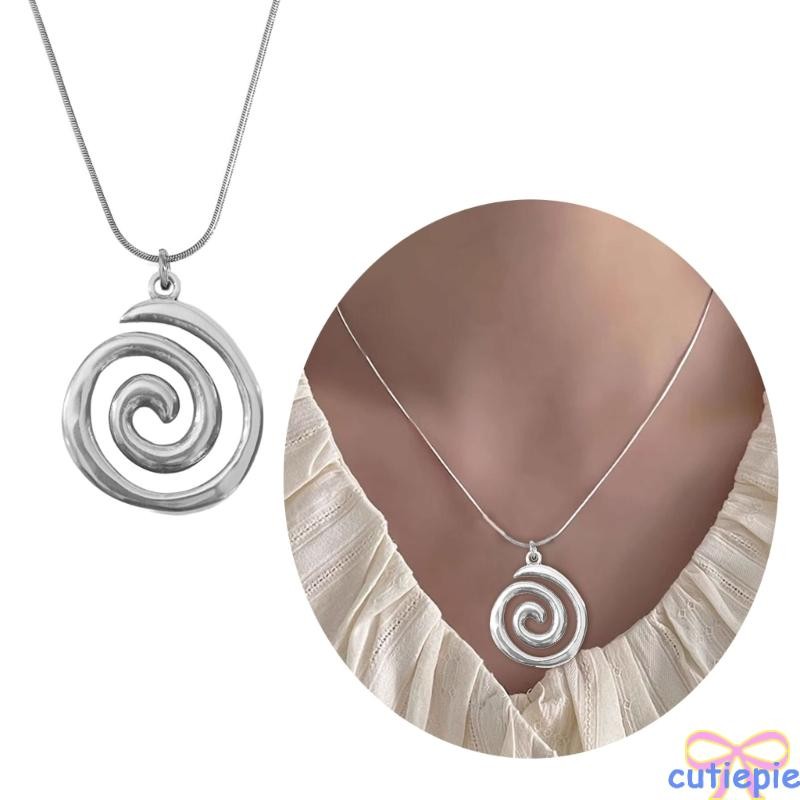 Fashionable Swirl Pendant Necklace Adjustable Length Neckchain Elegant Accessory