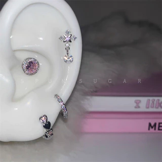 ต่างหู Earbone ลายดาวและหัวใจ ด้วยคริสตัล Rhinestone สไตล์ทดลองสำหรับเด็กผู้หญิง