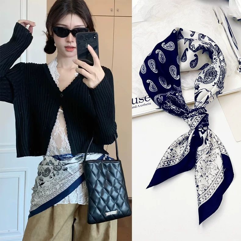 Retro Cashew อุปกรณ์ดอกไม้กางเกงยีนส์เข็มขัดก้นผ้าม่าน Layered เอวผ้าพันคอขนาดใหญ่ผ้าพันคอผ้าไหมผ้าพ