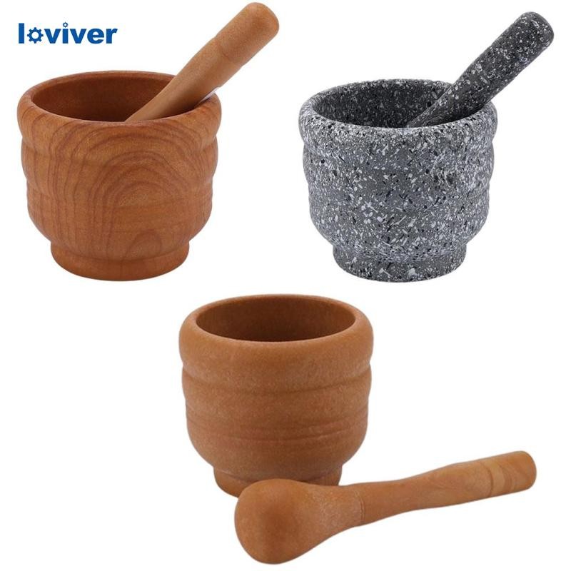 [Loviver] Solid Natural Granite Pestle & Mortar Crusher Spice & Herb Crusher Set Home
