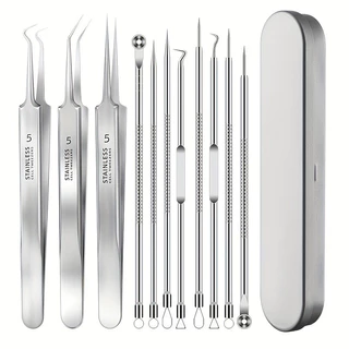 8ชิ้นสแตนเลสสิวดูดและเข็ม-เครื่องมือดูแลผิวมืออาชีพสําหรับสิวหัวดํา | ทนทาน ไฮจีนิค ทุกสภาพผิว ชุดเครื่องมือความงาม