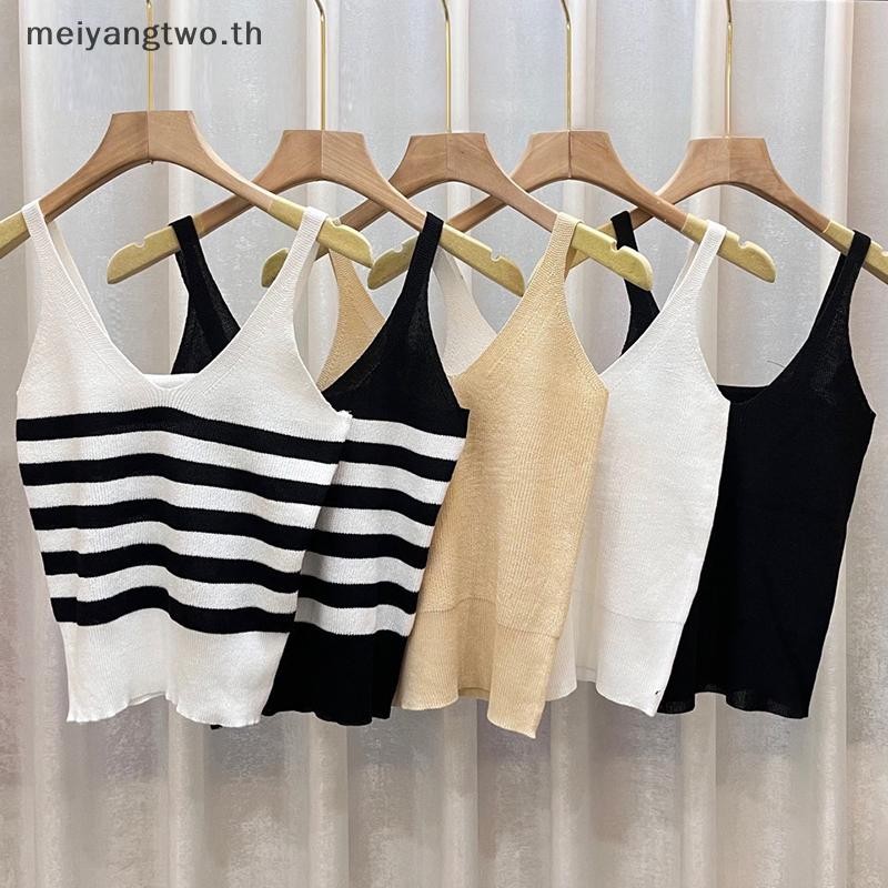 เสื้อยืดแขนกุดสีดำสีขาวสำหรับผู้หญิง ทรงคอลำลอง เหมาะสำหรับพักผ่อนหรือใส่วันธรรมดา - รูปที่ 3