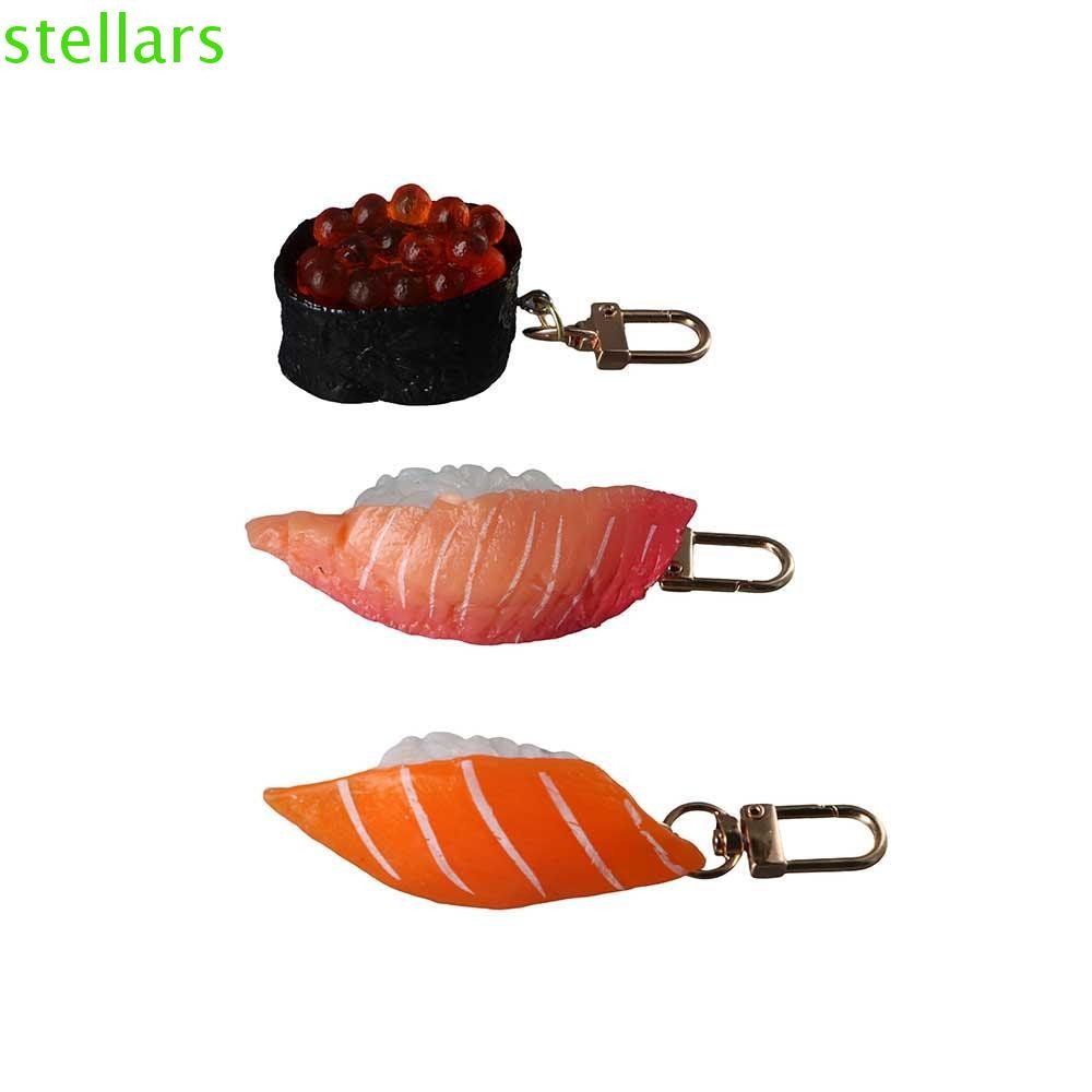 STELLARSYNC จําลองซูชิพวงกุญแจน่ารักผู้ชายอาหารรุ่นจี้ซูชิปลาแซลมอน Sea Urchin ซูชิพวงกุญแจ
