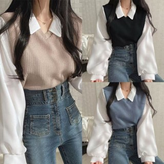 เสื้อฮู้ดคอโปโลแขนยาว สไตล์สบายๆ ชุดเสื้อแขนยาวผู้หญิง ดีไซน…