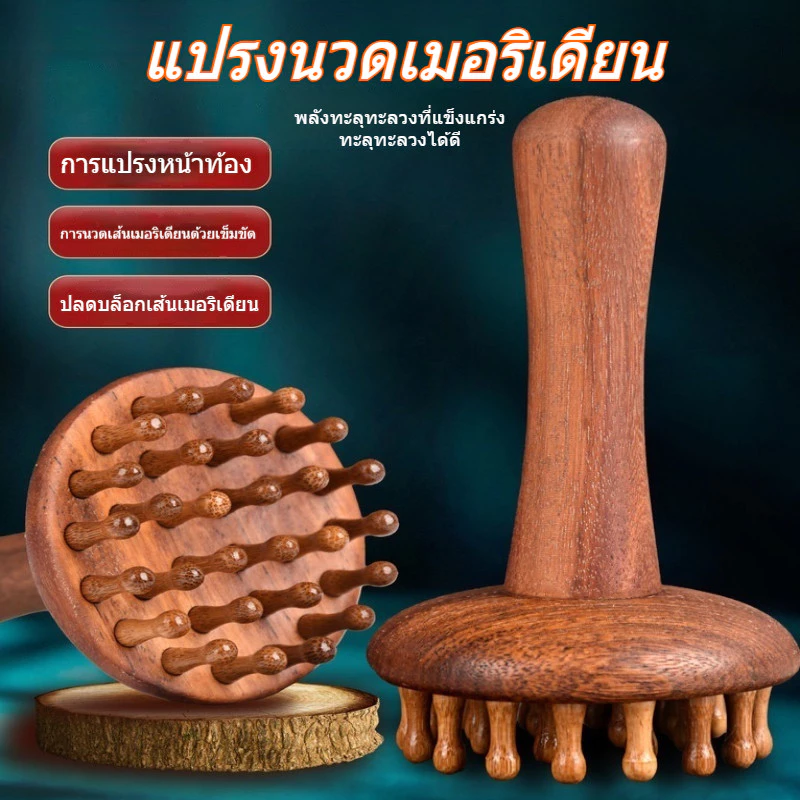 แปรงไม้จันทน์สำหรับเส้นลมปราณ - อุปกรณ์กัวซ่าทั่วร่างกายและนวดหน้าท้องเพื่อการลดความอ้วน ผ่อนคลายศีรษะและหวีลดไขมัน