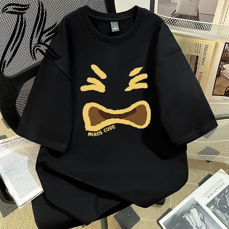 KATUN JK สไตล์หวานเย็น 2025 ฤดูร้อนใหม่พิมพ์ Emoji Crying เสื้อยืดแขนสั้นผู้ชาย High Street สไตล์ผ้า