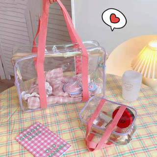 INS กระเป๋าใส กระเป๋า PVC กระเป๋าปิกนิก กระเป๋าเยลลี่ ขนาดใหญ่ กันน้ำ แบบพกพา ATTCH