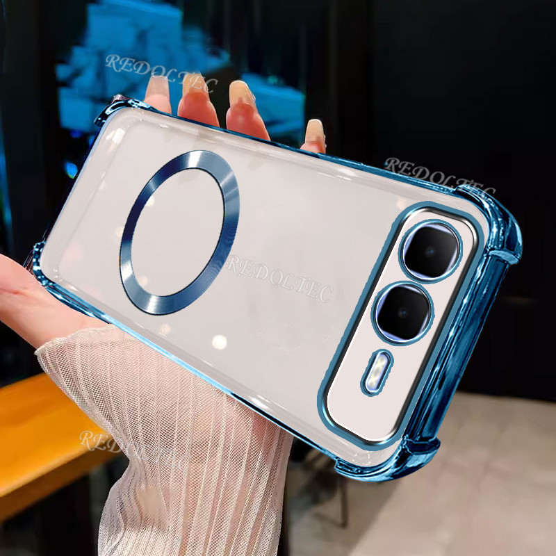 เคส Infinix Smart 10 Plus แม่เหล็กกันกระแทกโปร่งใสพร้อมแหวนแม่เหล็ก 2025 ดีไซน์ใหม่ปลอกใส Infinix Smart10 Plus สมาร์ท 10Plus ฝาครอบโทรศัพท์แบบนุ่มบางเฉียบ
