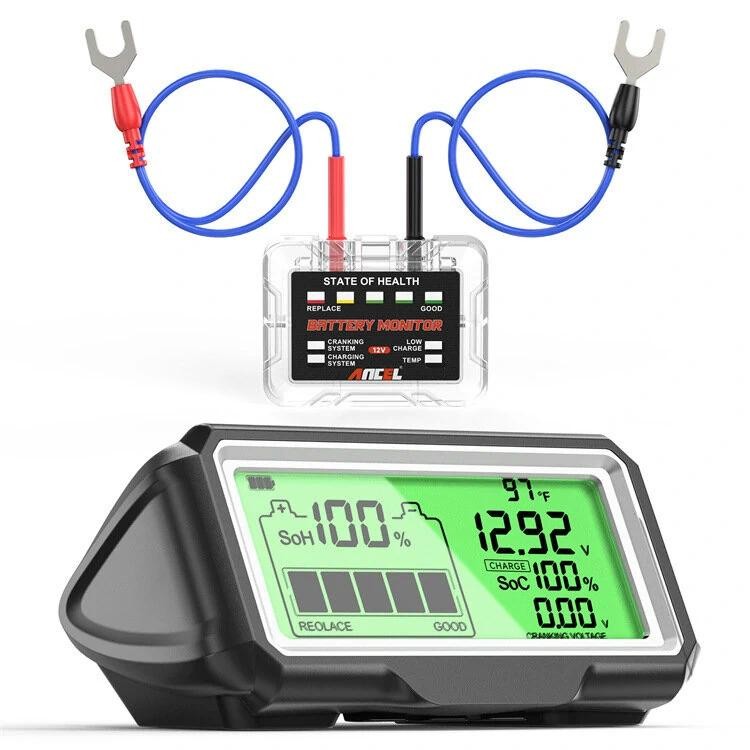ANCEL BM200 PRO 12V LED รถแบตเตอรี่เครื่องทดสอบ Head-Up จอแสดงผลกันน้ํา SOH SOC ชาร์จแบตเตอรี่ความจุ