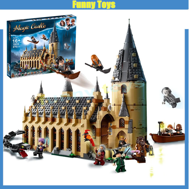 75954 Hogwarts Great Hall Building Blocks (870+/PCS) Magic Adventure Gifts ของเล่นสําหรับเด็กผู้ชายแ