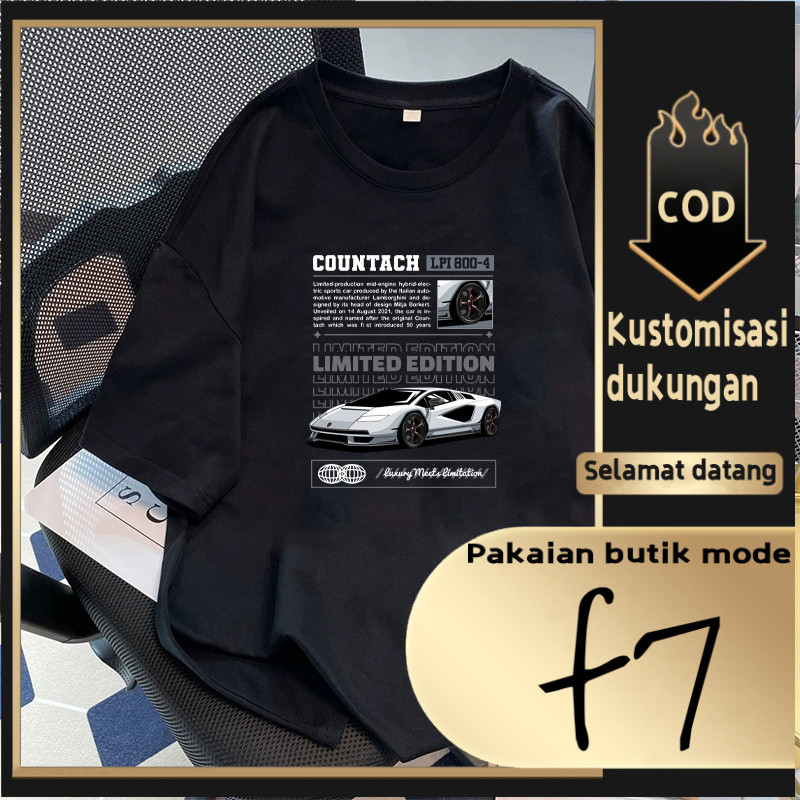 F7T-shirt Oversize Sports Car Print | เสื้อยืดสีดํา