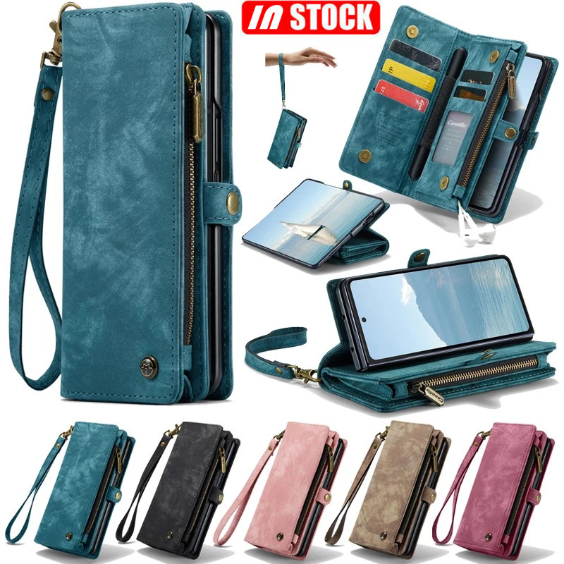 สําหรับ Samsung Galaxy Z Fold 7 6 5 4 Zip Wallet Case หนังที่ถอดออกได้