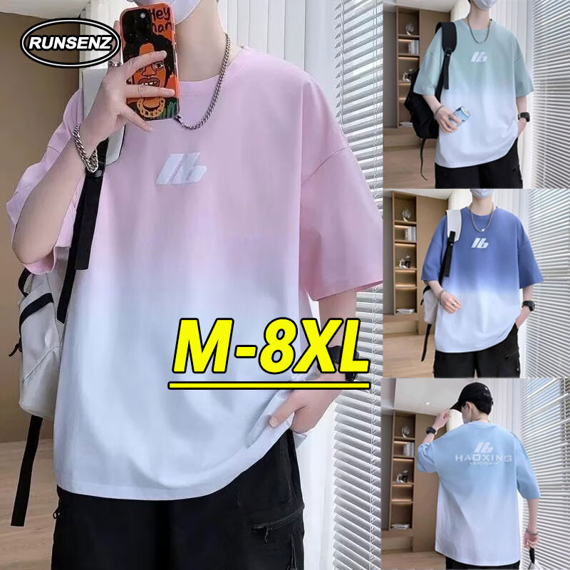 เสื้อยืดพ๊อบไท์ได้สำหรับผู้ชาย ขนาด M ถึง 8XL ออกแบบโอเวอร์ไซส์แขนสั้นใส่สบาย