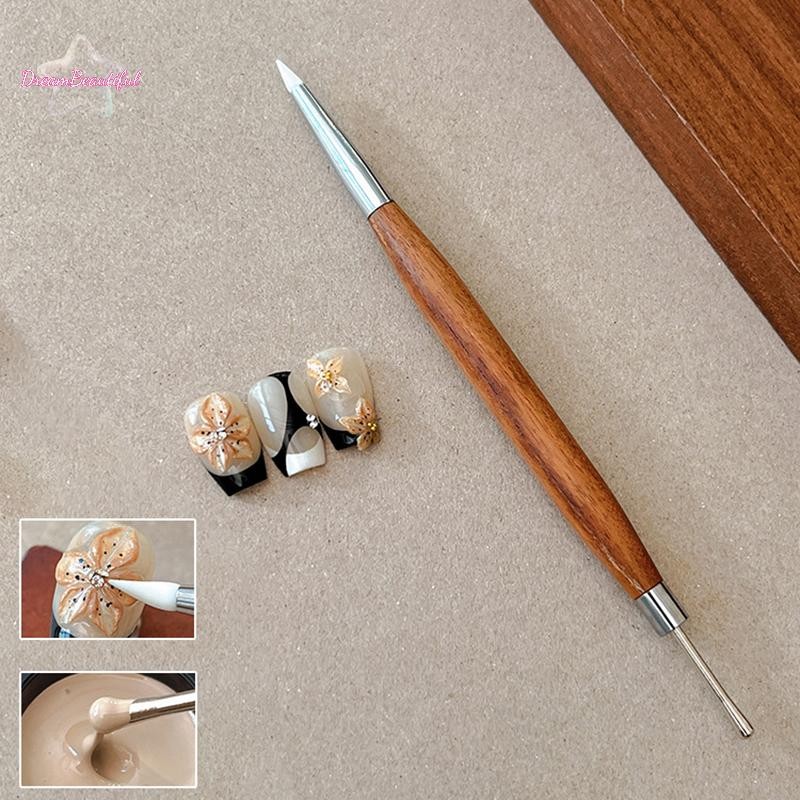 <DBFl-t> ไม้ Double Headed Nail Art แปรงแกะสลักภาพวาดดอกไม้ปากกา DIY เครื่องมือทําเล็บกาวสแตนเลสปากกาผสมใหม่