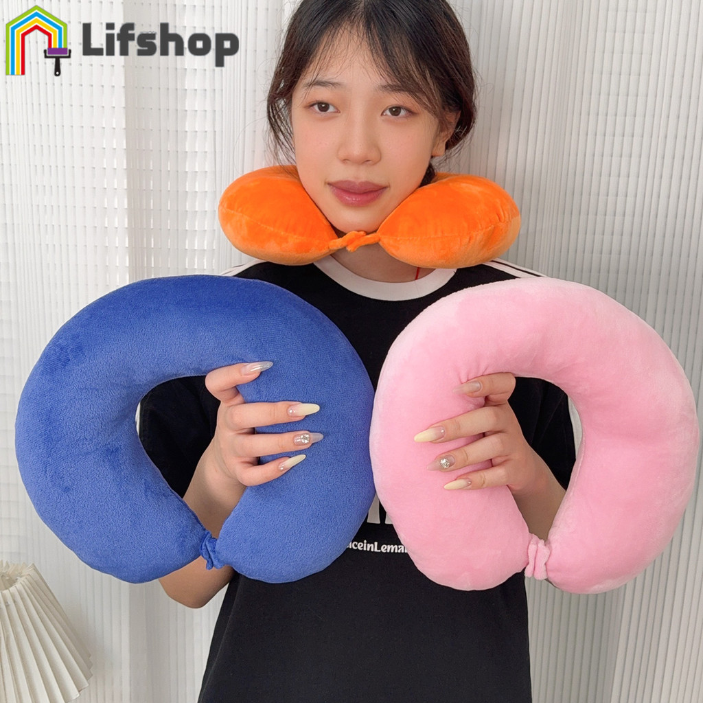 [HGB]หมอนพยุงคอ Pressure-Relief 1/2 ชิ้น | การก่อสร้างวัสดุคู่พร้อมพื้นผิวตุ๊กตานุ่ม | สํานักงาน/เดิ