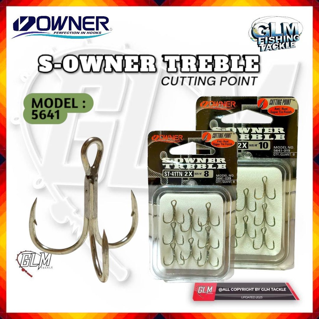 OWNER 5641 S-OWNER TREBLE X2 คูปองตัดตะขอสําหรับตกปลา