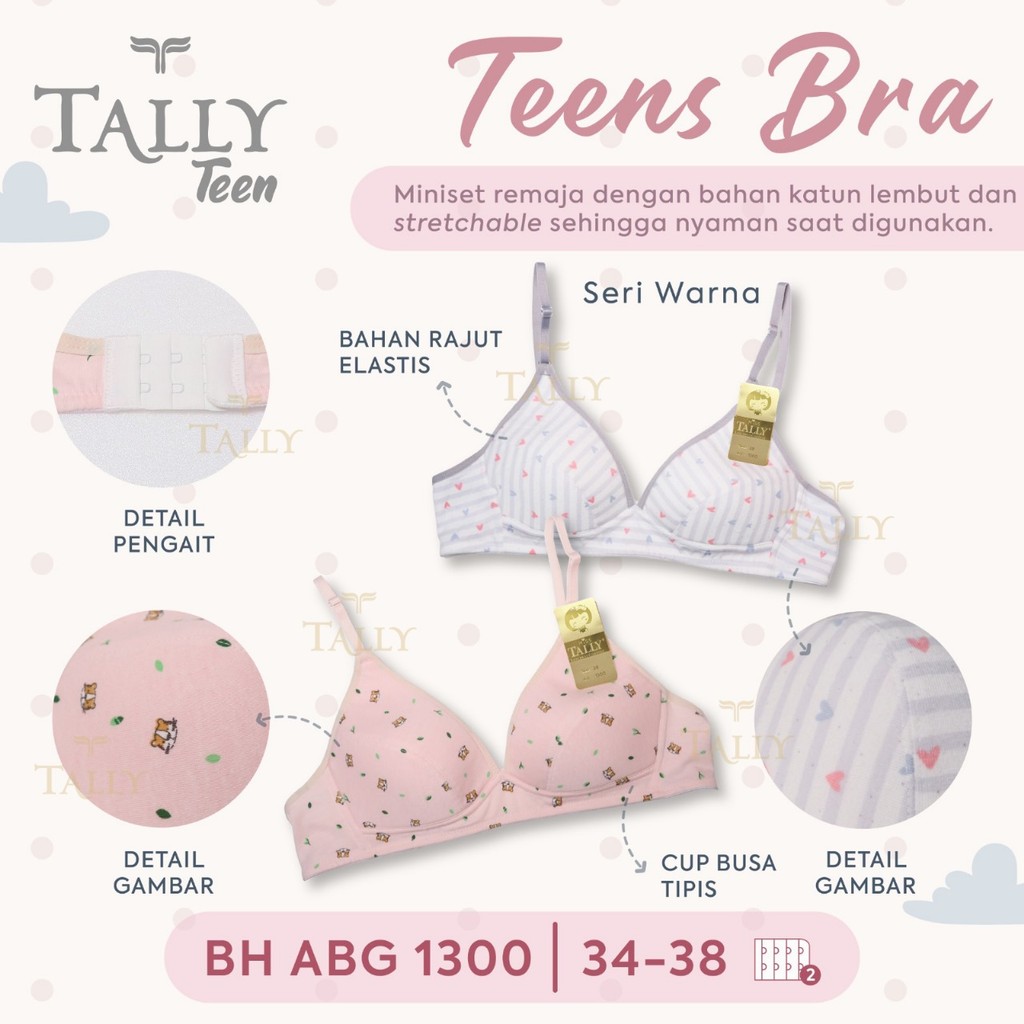 KATUN TALLY BRA BH ABG TEENAGER 1300 I COTTON MATERIAL I ขนาด 34 -38 I CUP AI THIN โฟม I HOOK 2