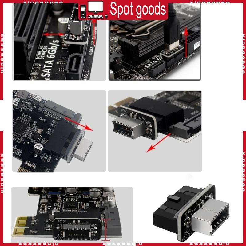 XI USB3 0 19P 20P ถึง Type-E อะแดปเตอร์ USB3 0 19PIN อินเทอร์เฟซแนวตั้งติดตั้ง 90° เปิดสําหรับ PC De