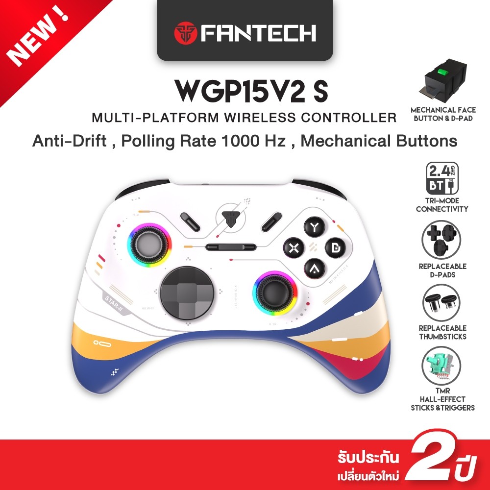 FANTECH จอยเกมมิ่งไร้สาย / bluetooth Wireless gaming controller รองรับ PC,PS, Android,IOS,รุ่น WGP15