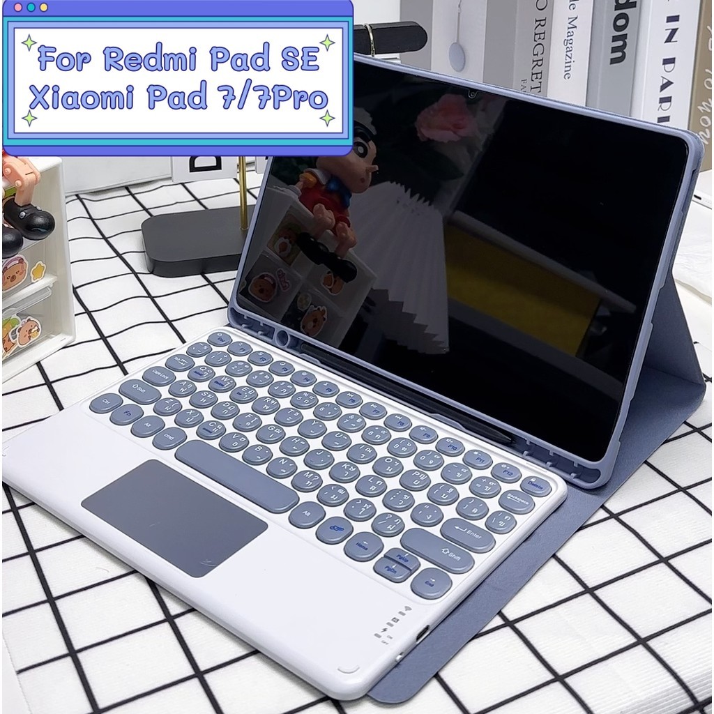 คีย์บอร์ดไทย/อังกฤษ+เคสfor Redmi Pad 2 Redmi SE 11/Pro12.1/Xiaomi Pad 7/6S Pro12.4คีย์บอร์ดไร้สาย