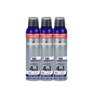 Kit Desodorante Antitranspirante Aerossol Herbíssimo Snow Moon 250ml Embalagem Econômica (3 unidades)