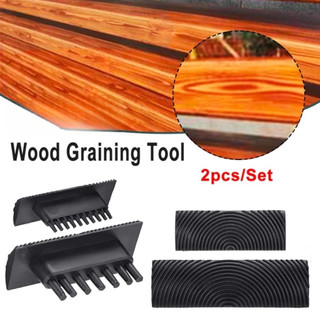 COD 2pcs Black Rubber Wood Grain Paint Roller DIY Graining Painting Tool Wood Grain Pattern Wall