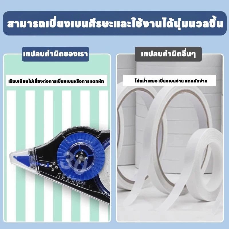 6 ชิ้น 5 mm เทปลบคำผิด ลิควิดแบบเทป ปากกาลบคำผิดแบบเทป สําหรับอุปกรณ์การเรียนและสํานักงาน - รูปที่ 7