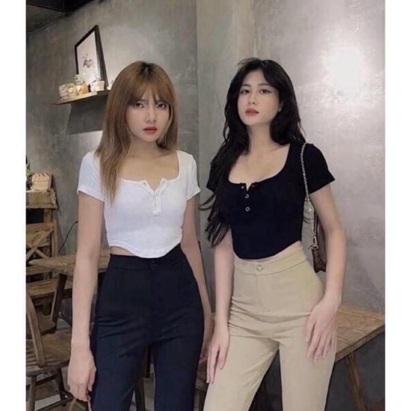 A27 เสื้อยืดคนท้อง 3KHUY ผู้หญิงคอ U เสื้อครอปแขนสั้น ไซส์ต่ํากว่า 53kg