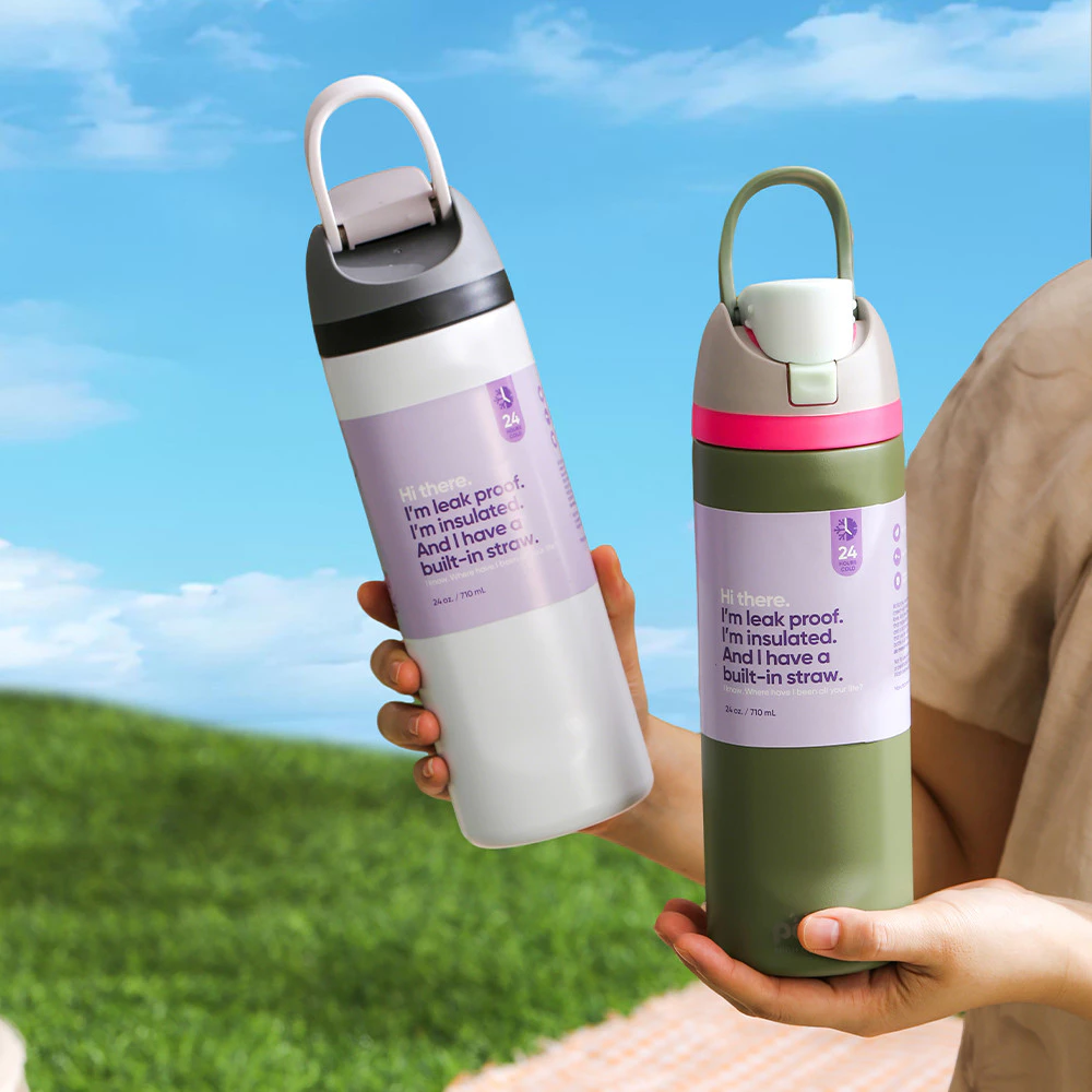 ขวดน้ำเก็บความเย็น สแตนเลส304 710ML/24OZ เก็บเก็บความเย็น มีหูจับ มีหลอดดูด ยกดื่มได้ พร้อมจับ 8สี