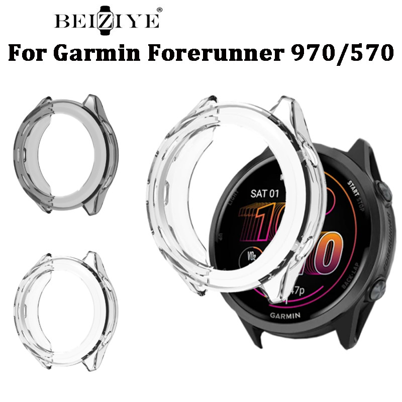 เคส TPU แบบนุ่มสํา สำหรับ Garmin Forerunner 570 42mm 47mm ป้องกันกรอบโปร่งใสสํา Garmin Forerunner 970 เปลือกกันชน