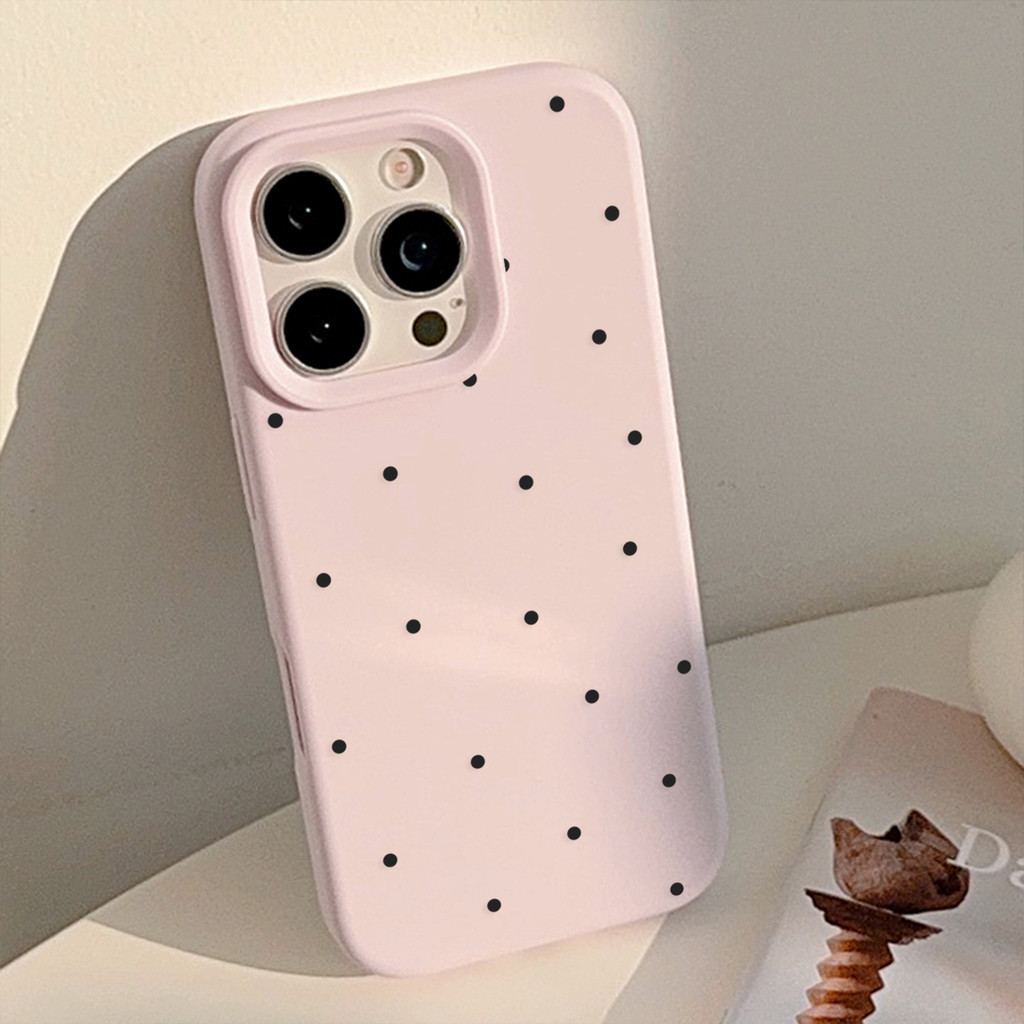 Bean สีม่วงจุดสีดําขนาดเล็ก, ขาตั้งเมฆสีม่วง-เทา, TPU สําหรับ apple iphone12 13 14 15 16pro max plus - รูปที่ 4