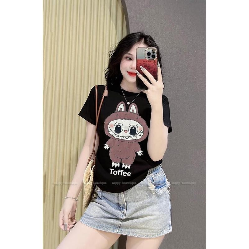 เสื้อเชิ้ตผู้หญิง เสื้อยืดแขนสั้น ลายการ์ตูน  ฤดูร้อน มาใหม่ สไตล์สตรีท ลำลอง สไตล์ฮาราจูกุ เสื้อ