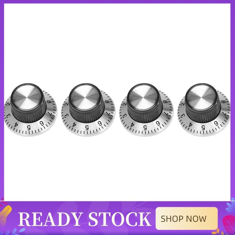 In Stock 4 x potentiometer ลูกบิดโลหะหม้อพร้อมจานหมุน 0-9 สําหรับลูกบิดเพลา 6 มม.