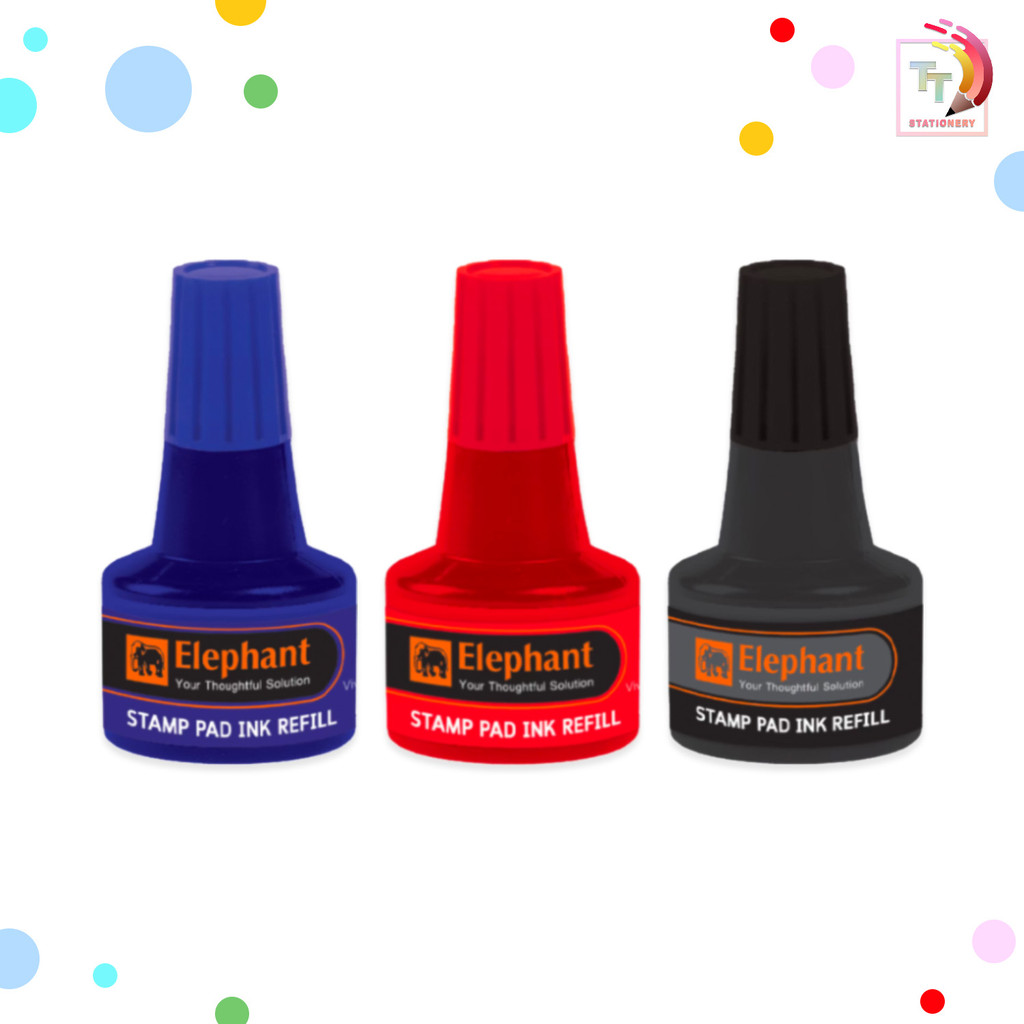 Elephant (ตราช้าง) หมึกเติมแท่นประทับ Stamp Pad Ink Refill ขนาด 30 มล. กันน้ำ (1 ขวด / แพ็ค) - รูปที่ 3