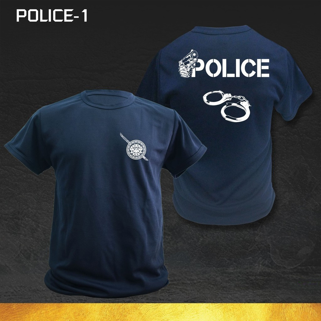 POLICE-1 เสื้อซับในตำรวจ 100% cotton คอกลม แขนสั้น พิมพ์ลายสวย ละอายเหงื่อ สะอาดอากาศ สำหรับทั้งเพศ ขนาด S-5XL [COD]