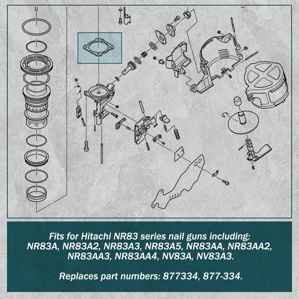 HASMX 87-334 ปะเก็น Nailer สําหรับ Hitachi NR83A Series รุ่น NR83A, NR83AA, NR83A2, NR83A2S, NR83A3,