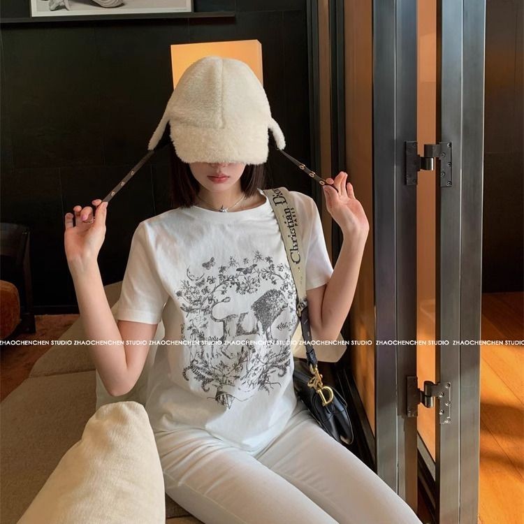 เสื้อยืดผู้หญิงพิมพ์ลายสัตว์ แขนสั้น ทรงหลวม ใส่สบาย ราคา ถูกที่สุด ดีลบีเคเค แกลเลอรีภาพที่ 6