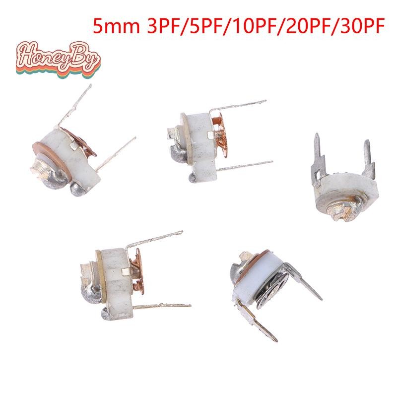Honeybird 5PCS 5 มม.เซรามิคTrimmer CapacitปรับCapacitor TrimmerตัวแปรเซรามิคCapacitor 3PF 5PF 10PF 2