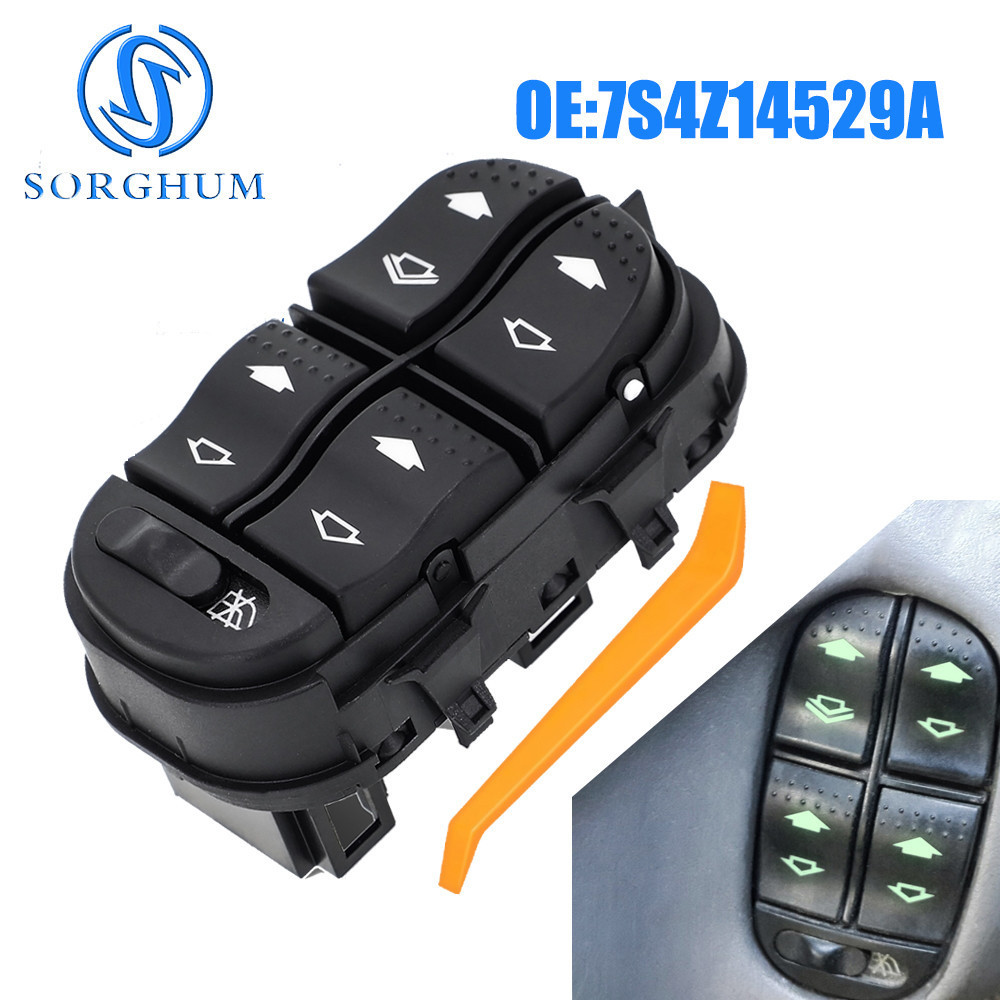 SORGHUM 7S4Z-14529-A ใหม่ไฟฟ้าสวิทช์กระจกหลักปุ่มสําหรับ Ford Focus 2000-2007 7S4T-14A132-AA 9001-33