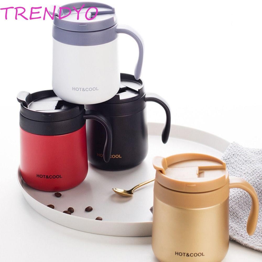 TRENDYO ถ้วยกาแฟสแตนเลสกันการรั่วไหลพร้อมฉนวนกันความร้อนผนังคู่ - Peliflask 350ml / 500ml ในสีดำ, ทองและสีม่วง