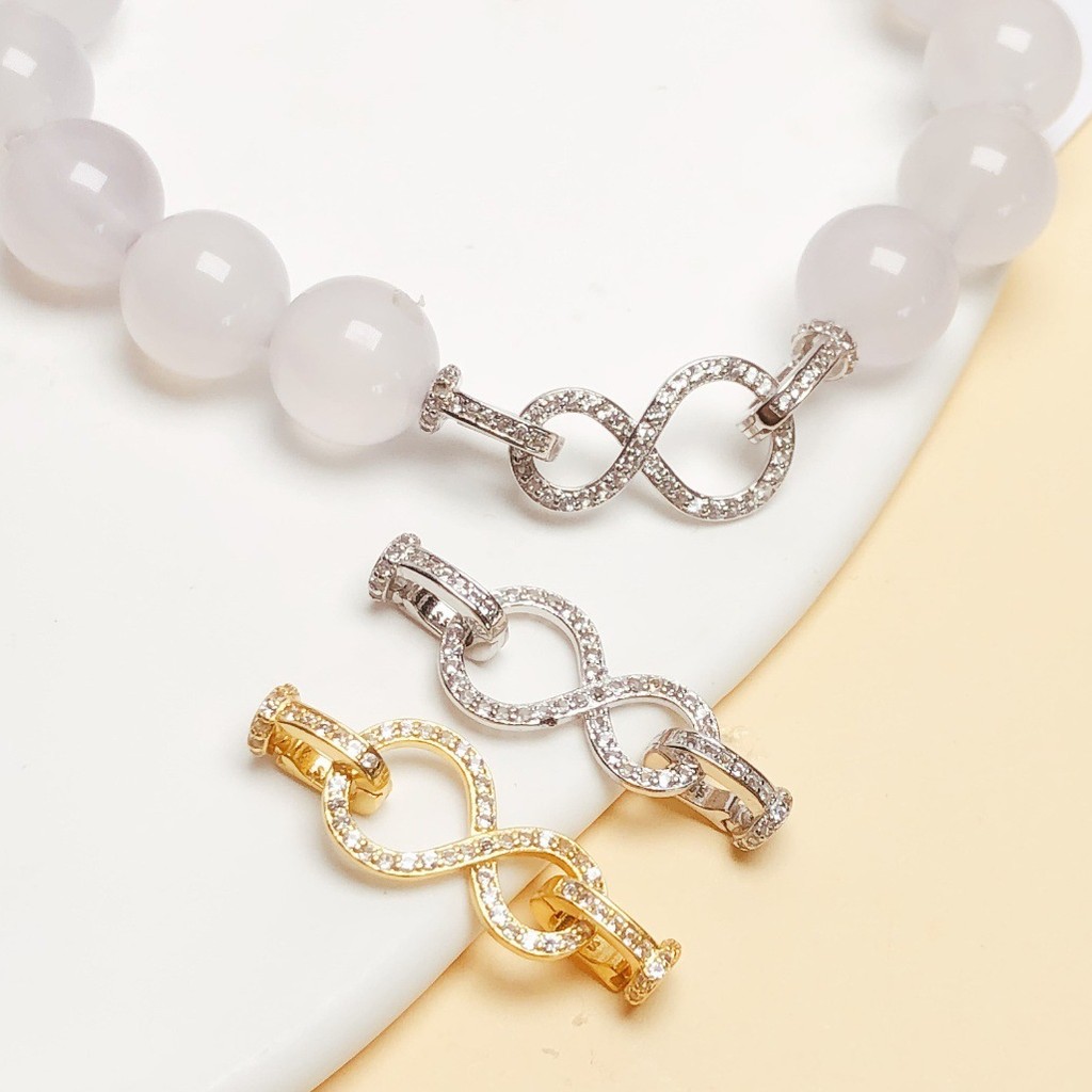 S925 เงินสเตอร์ลิง Figure-8 Clasp DIY อุปกรณ์เสริมสร้อยคอไข่มุก Link Clasp สร้อยข้อมือ Clasp ลูกปัด 