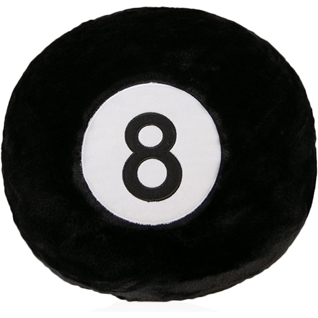 8 Ball หมอนตุ๊กตาสีดําบิลเลียดตุ๊กตาขนาดเล็กตกแต่งเบาะของเล่น, 13 in