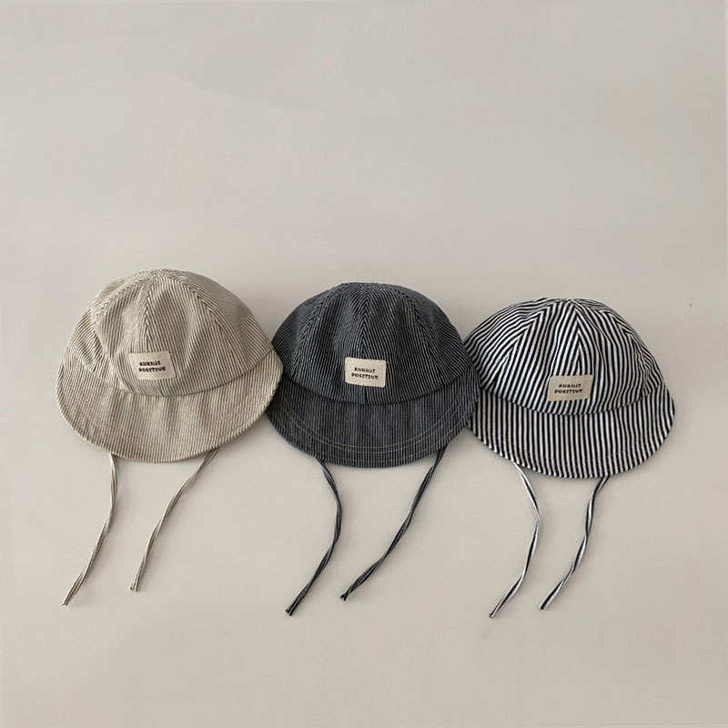 [5-24 เดือน] หมวกป้องกันแสงแดดสำหรับเด็กวัยหัดเดิน ขอบกว้างแบบเชือกรอง อินเทรนด์