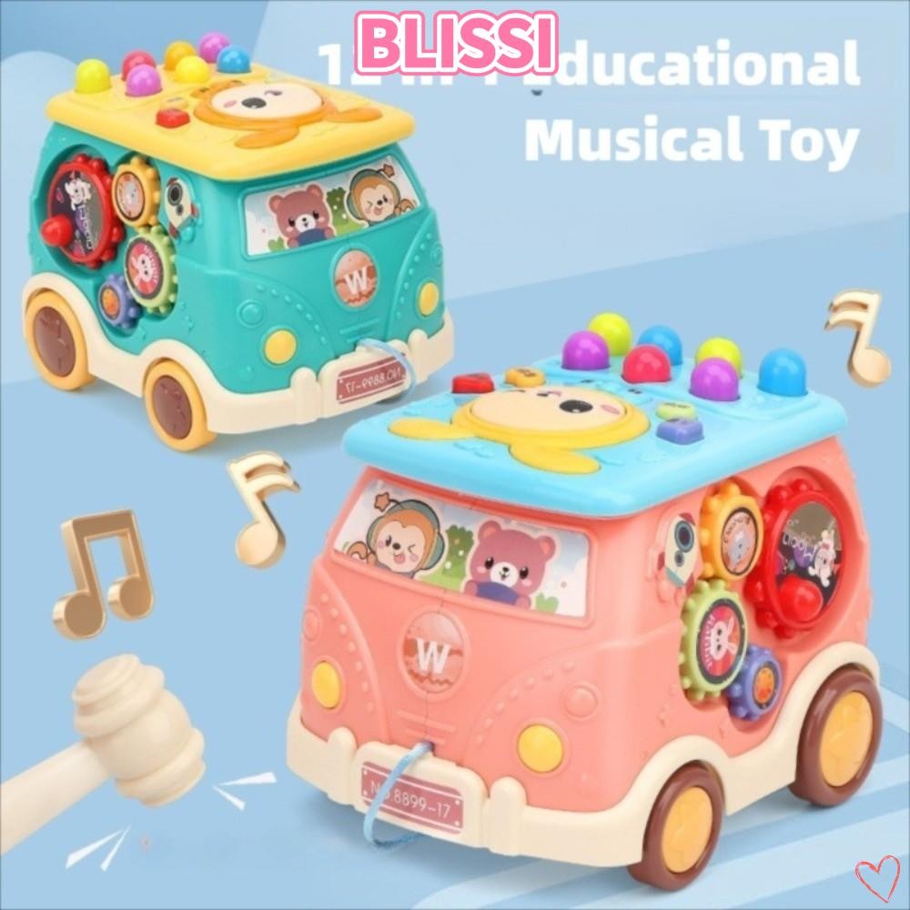 ความสุข‌I Fun Bus Toys, มัลติฟังก์ชั่นสัมผัสของเล่นเด็ก Busy Musical Bus, ปริศนา 12 In 1 การเรียนรู้