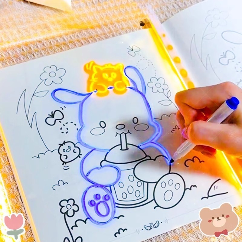 COD กระดานแสงวิเศษ กระดานวาดรูปกราฟฟิตี้สำหรับเด็ก LED แผ่นอะคริลิคแข็งแรง กระดานวาดภาพลบได้ - รูปที่ 6